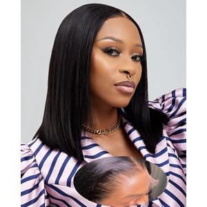 Alididi Bob Wig Human Hair SKINLIKE Real 5x5 HD Lace Closure Wigs Human Hair 200% Density Bob Wigs 15A Straight Wig 0.10mm Ultra-Thin HD Lace Pre Plucked Tiny Knots (12inch, 5x5 Glueless Wig)