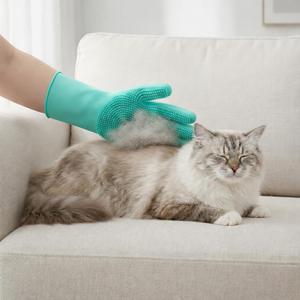 Cat Grooming Gloves for Hair-Removal: Effective at Removing 99% Loose Fur - Keep Home Sofa/Clothes Fur Free Cleaning & Silicone Bristles - Gentle Grooming for Short-long Hair Cats (2 Pack)
