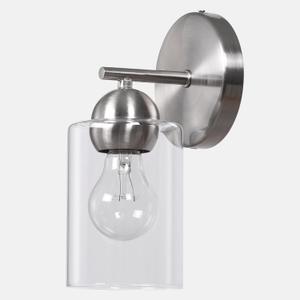 Bathroom Light Fixtures, 2 Pack Light Wall Sconces Lighting with Clear Glass Shade, Black Vanity Lights for Mirror, Living Room, Dinning Room, Bathroom, Gallery, E26 Base (Bulbs Not Included)-Nickel