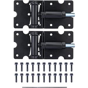 Self Closing Gate Hinges, Heavy Duty for Vinyl/Wood/Metal Fence, Pack of 2, with Slef-Tapping Screws and Adjuster Tool (Black)