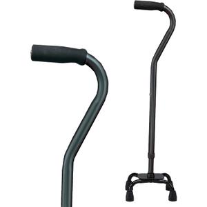 Carex Quad Cane with Small Base, Heavy Duty Quad Cane with Adjustable Height from 28" to 37", 4-Prong Walking Stick with Small Base, Holds Up to 300 Pounds, Black, Universal For Men and Women, Black