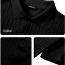 JMIERR Mens Casual Polo Shirt Summer Short Sleeve Vacation Button Beach Knit Stretchy Golf Shirts (Black, XL)