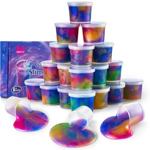 24 Pack Galaxy Slime Party Favors for Kids Slime Cup Bulk Stretchy & Non-Sticky DIY Stress Relief Putty Toy Birthday Halloween Christmas Stocking Stuffers, Classroom Reward for Girls Boys
