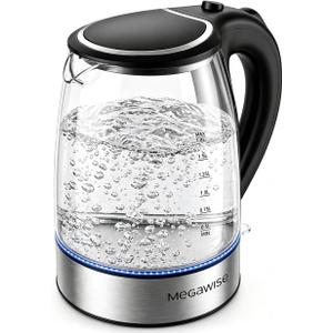 MEGAWISE Electric Kettle 1.8L, High Power Fast Boiling Hot Water Boiler, Auto Shut-Off, BPA-Free Food-Grade Material, Tea Kettle for Kitchen Home Office Coffee Tea