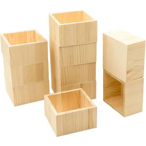 Cregugua 10 Pack 4 Inch Square Wood Box Unfinished Small Wooden Boxes for Crafts (Outer 4.1x 4.1x 2.4 IN ,Interior 3.5 x 3.5 x 2.3 IN)