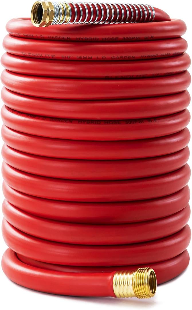 5/8" Garden Hose 150ft, -40 To 190 Hot/Cold, Heavy Duty,Flexible, 300psi Working, 1000psi Burst, 3/4" Brass Fittings with Hose Protector Coil Spring for Outdoor,Yard, Farm