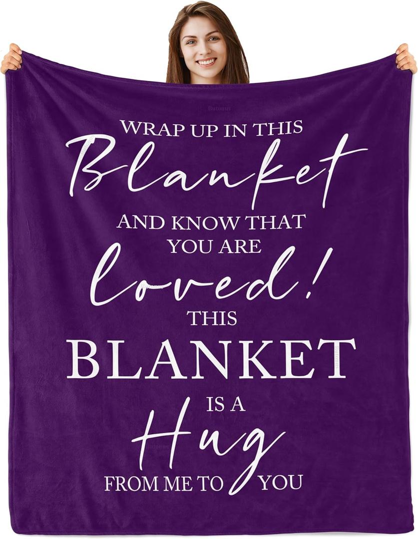 Butonus Get Well Gifts for Women After Surgery, Blanket for Woman, Thinking of You Gifts for Women, Inspirational Encouragement Healing Purple Hug Blanket 60"X50"