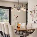 Vintage 5-Light Chandelier Black Kitchen Pendant Light Fixtures Finish with Crystal Glass Shade for Living Room Dining Room Bedroom Chandelier Over Table