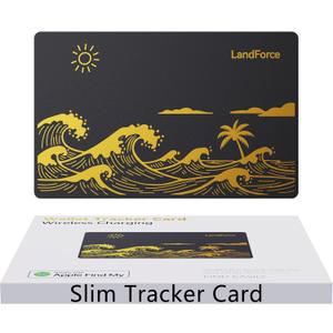 Original Air Tag Wallet Tracker Card 0.07in IP68 Waterproof Bluetooth Tracker Smart Finder, Passport, Work with Apple Find My, Wireless Charging, Card Locator[Apple MFi Certified] iOS Only (GOLDEN-1PC)