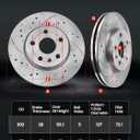 Front Brake Kit, Drilled & Slotted Brake Rotors and Pads Compatible with 2007-2017 Jeep Wrangler, 2018 JK, 302mm(11.9in) Brake Disc