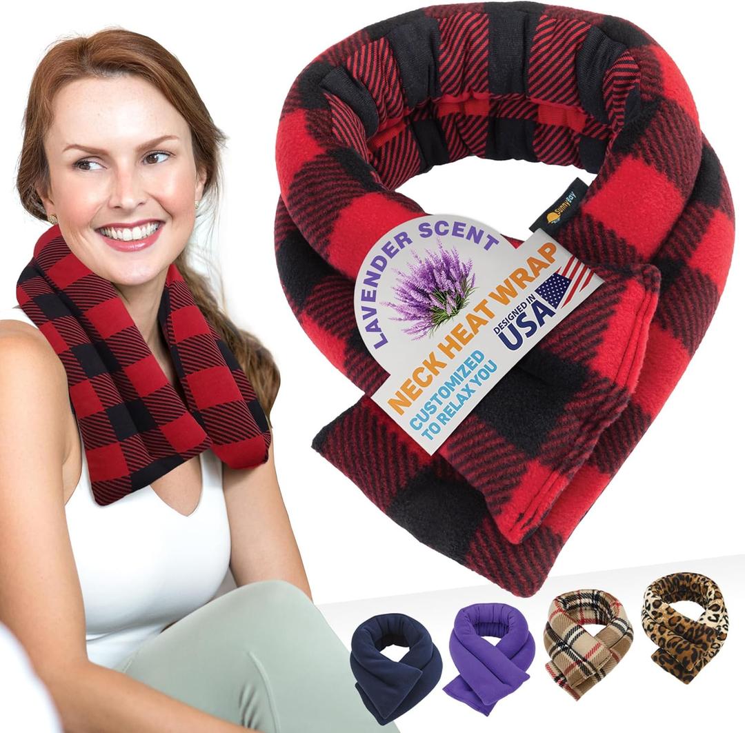 SunnyBay Microwave Heating Pad, Microwavable Heated Neck and Shoulder Wrap, Soothing Weighted Moist Heat or Ice Pack with Flaxseed and Lavender, 26x5 Inches, 2.5 lbs, Buffalo