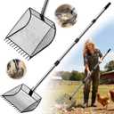 Chicken Poop Scooper for Sand, 2-in-1 Rake & Pooper Scooper with Large Sifting Shovel, Adjustable Stainless Steel Handle (36"-62"), Chicken Coop Litter Scoop & Cleaning Tool for Farm Animals