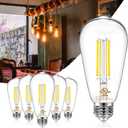 DAYBETTER 6 Pack Vintage LED Edison Bulbs, E26 Led Bulb 60W Equivalent, Dimmable Led Light Bulbs, High Brightness 800 LM Warm White 2700K, ST58 Antique Filament Bulbs, Clear Glass Style for Home