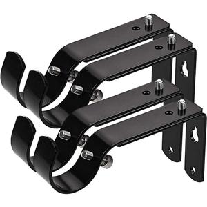 LAMYOO Curtain Bracket Set of 4, Black Metal, Wall Mount, 1 or 1 1/8 Inch Rods, Adjustable 4.3" to 5.8"