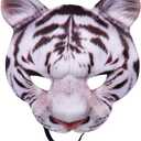 Halloween Tiger Half Face Mask Animal Mask Animal Cosplay Mask for Halloween Masquerade Party Costume Cosplay Props - White Tiger
