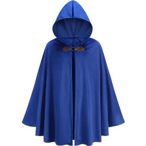 Medieval Cloak with Hood for Womens Mens, Vintage Velvet Renaissance Cape Adults Halloween Christmas Party Outfits (51''/130cm, Royal Blue)