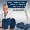 Everlasting Comfort Doctor Recommended Memory Foam Seat Cushion for Office Chairs & Car - Ergonomic Office Desk Accessories - Cushions for Tailbone Pain Relief, Sciatica (Navy Blue, Large)