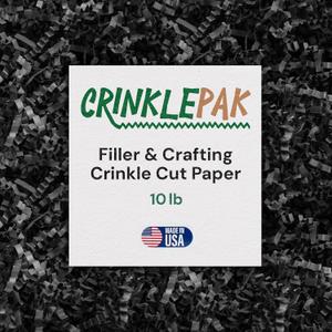 Black Crinkle Paper Filler 10 LB Bulk | USA Made Shredded Paper for Gift Baskets, Shipping, Small Business Packaging | Crinkle Cut Paper Shred | Basket Filler, Birthdays, Weddings, Anniversaries
