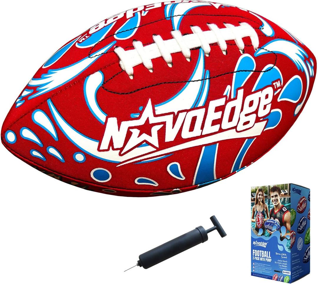 Hydro Water Football - 10.4-Inch Neoprene Pool Football for All Ages | for Water Play in Pool, Lake & Beach | Secure-Grip with Real Laces | Includes Pump | Choose 1 or 2 Ball Pack