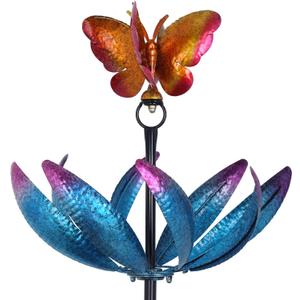 hogardeck Large Wind Spinners Outdoor, 77.6" Metal Butterfly Tulip Wind Spinner with Heavy-Duty Stakes, Multi-Color 360 Rotating Wind Sculptures Kinetic Yard Art for Home Garden Lawn Patio Decor