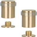 Pack of 2 EVI Door Stoppers | Brass Door Stopper - Screw Fastening - Transparent Rubber Protector - 0.95 x 1.19 Inch Door Stop