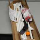 Mylec MINI Hockey Set - 1 x MINI PVC Hockey Goal (30.5" x 23"), 2 x Plastic MINI Player Sticks (Left and Right), 1 x Hockey Foam Ball, Lightweight, Sleeve Netting System (Red, 3 Pounds)