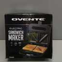 OVENTE Electric Sandwich Maker with Non-Stick Plates, Indicator Lights, Cool Touch Handle, Easy to Clean and Store, Perfect for Cooking Breakfast, Grilled Cheese, Tuna Melts and Snacks, Black GPS401B