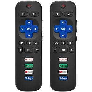 (Pack of 2) Replacement Remote Control Only for Roku TV, Compatible for TCL Roku/Hisense Roku/Onn Roku/Sharp Roku/Element Roku/Westinghouse Roku/Philips Roku Smart TVs (Not for Roku Stick and Box)