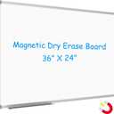 JILoffice Magnetic Dry Erase Planning Board, Grid Pattern White Board 36 x 24 Inch, Silver Aluminum Frame with Detachable Marker Tray for Office School and Home