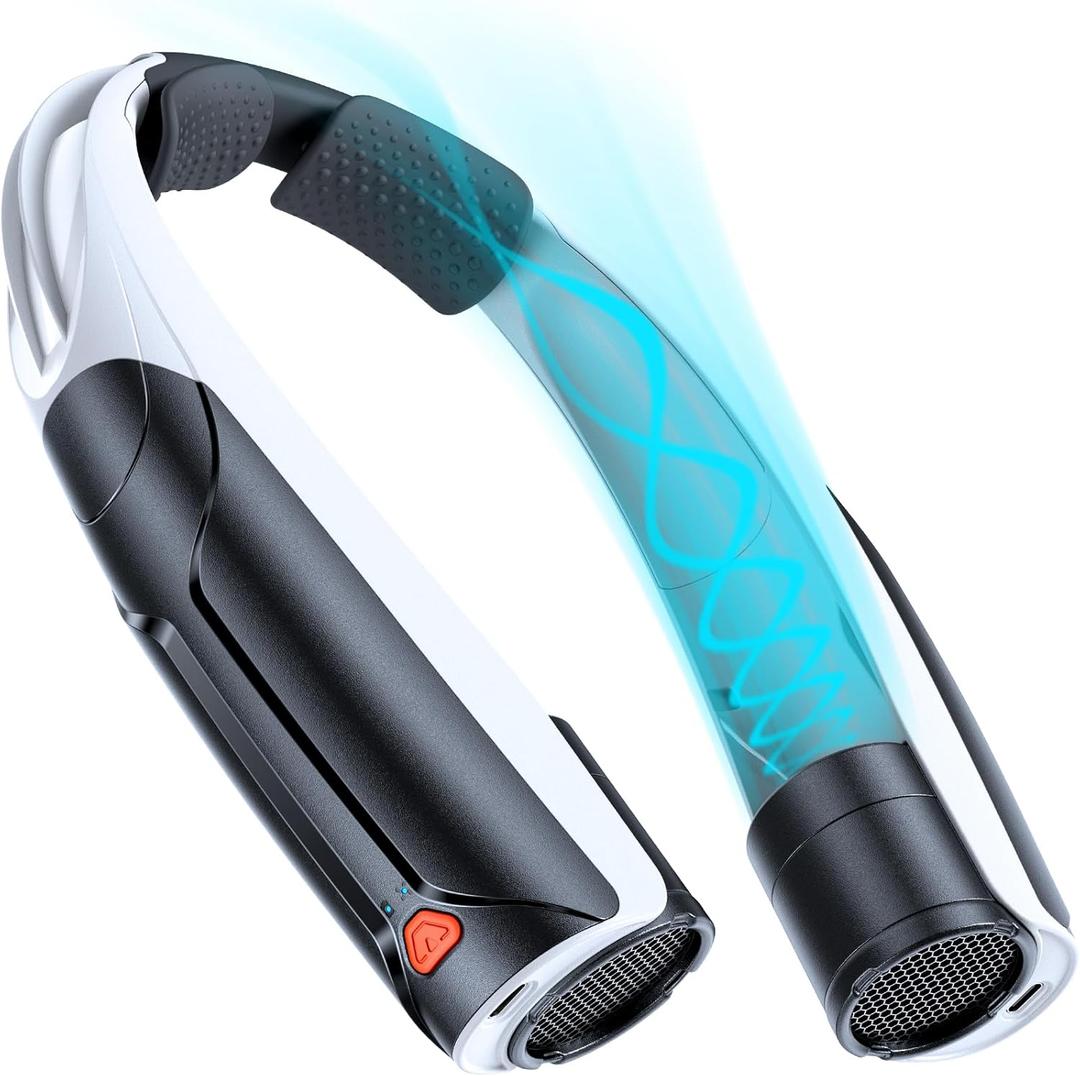 Portable Neck Fan with 6000mAh Battery, USB-C Rechargeable, Black Hands-Free Personal Fan 6 Speeds, 6-20Hrs Cooling for Outdoor Sports/Gym/Office, Adjustable 11oz Lightweight, Neck Cooler