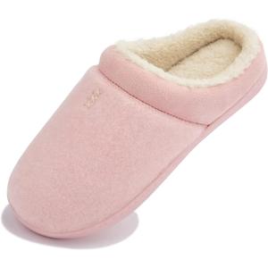 NewDenBer Women's Cozy Memory Foam Slippers Soft Fleece Lined Slip on Indoor Outdoor House Shoes (Pink)