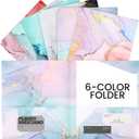 Ddaowanx 6pcs Folders with Pockets, 3 Hole Punched Heavy Duty Binders Folders for 3 Ring Binder,Cute Marble Colors Pocket Folders for Girls Back to School Supplies(6)