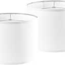 Set of 2 Pure White Linen Drum Lamp Shade 13" Top x 13" Bottom x 10" High (Spider) Contemporary Lamp Shades for Table Lamps & Bedside Lamps (13*13*10IN 2 Pack, Pure White-2)