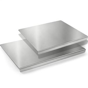 2Pcs L-Shaped Stainless Steel Cutting Board with Lip, 304 Metal Chopping Board Double-Sided Use, 23.6x15.7" & 15.7x11.8" Pastry Kneading Board for Meat Fruits Veggies Bread, Easy-Clean Dishwasher Safe