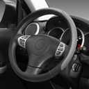 Elantrip Leather Steering Wheel Cover 14 1/2 Inch to 15 Inch Universal Fits Most Cars, Trucks, SVUs, Durable and Non-Slip, Automotive Interior Accessories, Black and Grey (Gray)