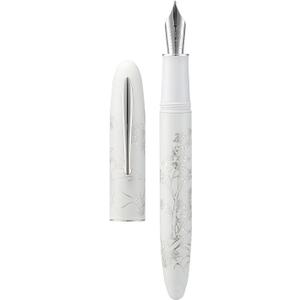 HONG DIAN Hongdian N23 White Rabbit Fountain Pen, Iridium Extra Fine Nib Silver Trim, New Year Lucky Rabbit Carving Design, Smooth Writing Pen with Converter and Metal Pen Box Set