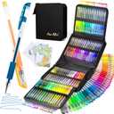 Glitter Gel Pens with Case for Adult Coloring Books, 100 Color Glitter Pen Set 30% More Ink Neon Glitter Gel Marker for Journaling Crafting Doodling Drawing