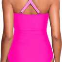 Aqua Eve Women Cut Out One Piece Swimsuit - Tummy Control Bathing Suit Push Up Monokini Swimwear 2025 (Pink, M)