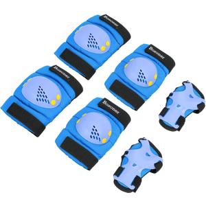 BOSONER Kids/Youth Knee Pads Elbow Pads Wrist Guards Set for 3-15 Years, Child Protective Gear Set for Roller Skates, Cycling, BMX Bike, Skateboard, Inline Skating, Scooter Riding Sports (Navy Blue), Size Small