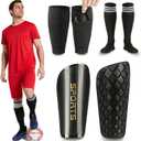 Soccer Shin Guards for Kids Youth Adults, Sports Shin Guard Sleeves with Optimized Insert Pocket, Calf Protective Gear Shin Guards for Boys Girls Men Women (Black, XL)