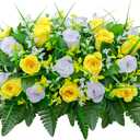 LVXINLI Artificial Cemetery Flowers Saddle-Shaped Tombstone Decorations Non-Fading UV-ResistantYellow and White Saddle