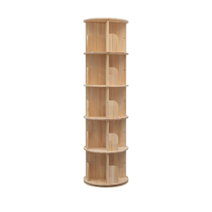 Rotating Bookshelf, 360 Display 5 Tier Floor Standing Bookcase Storage Rack for Kids&Adult, Wood Narrow Book Shelf Organizer for Bedroom, Living Room, Study Room