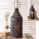 CTW Rustic Brown Punched Tin Paul Revere Candle Lantern, 5 Wide and 14 high