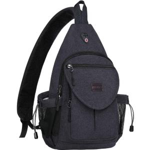 MOSISO Sling Backpack,Canvas Crossbody Hiking Daypack Bag with Anti-theft Pocket (Space Gray)