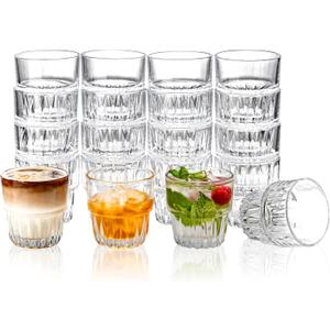 20-Pack 5oz Shot Glasses Set, Bulk Heavy Base Rock Glasses, Stackable Whiskey Tumbler for Bar Espresso Tasting, Drinking Glasses for BourbonJuiceWaterCortado