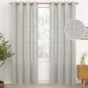 YoungsTex Light Grey Linen Curtains 84 Inch Length for Living Room, Textured Semi Sheer Window Drapes with Bronze Grommet Light Filtering for Bedroom Dining, 2 Panels, 52 X 84 Inch