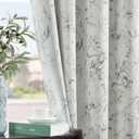 jinchan 100% Blackout Floral Curtains Sage Flower Grommet Top Full Blackout Curtains Thermal Insulated Window Drapes 2 Panels Curtain Set Sage Green, W50 x L84 (52"W x 84"L (Pack of 2), Floral Green)