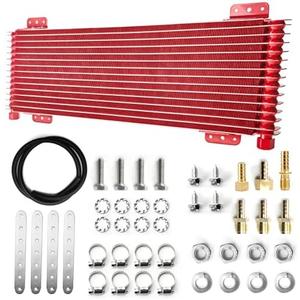 40k Transmission Oil Cooler Kit Compatible with Heavy Duty 40,000 GVW Max Low Pressure Drop Trans Cooler with Mounting Hardware,Towing Applications and Advanced Cooling Protection #LPD47391 (RED)