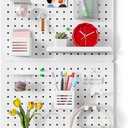 Pegboard Wall Organizer Combination Kit,Overall 33.1"x20.5" Metal Office Pegboard with 19 Accessories, Wall Mounted Peg board Display Panels for Home, Gaming Room, Garage (2Pcs,White)