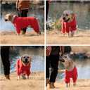 Lovelonglong Warm Dog Coat, Windproof Jacket for  Dogs, 4 Legged Fleece Winter Coat with Zippered Closure, Red XXXXL